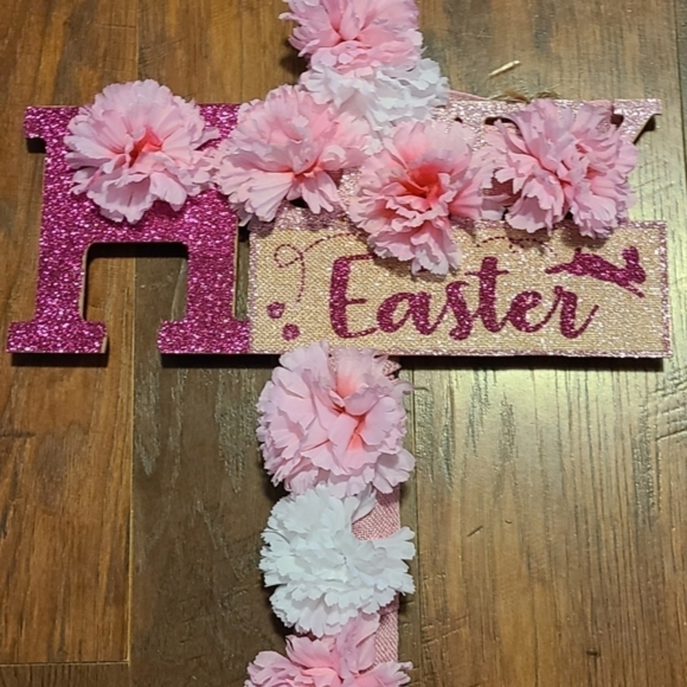 Religious cross easter wreath